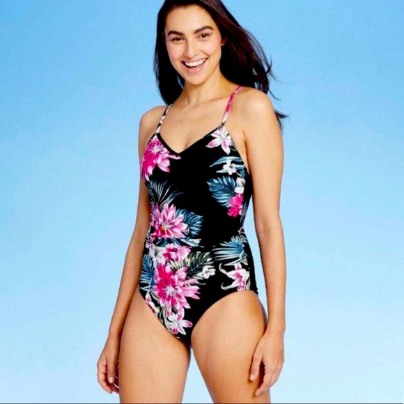 Island Paradise Black Floral Women’s Swimsuit - Picture 1 of 8